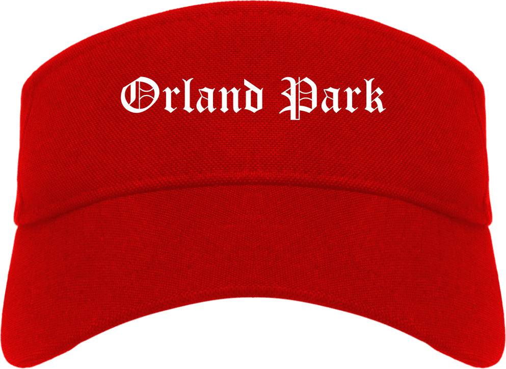 Orland Park Illinois IL Old English Mens Visor Cap Hat Red
