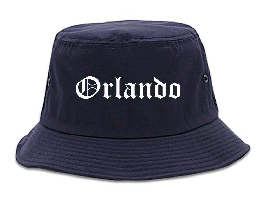 Orlando Florida FL Old English Mens Bucket Hat Navy Blue