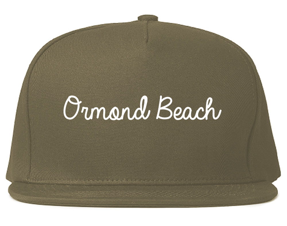 Ormond Beach Florida FL Script Mens Snapback Hat Grey