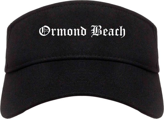 Ormond Beach Florida FL Old English Mens Visor Cap Hat Black