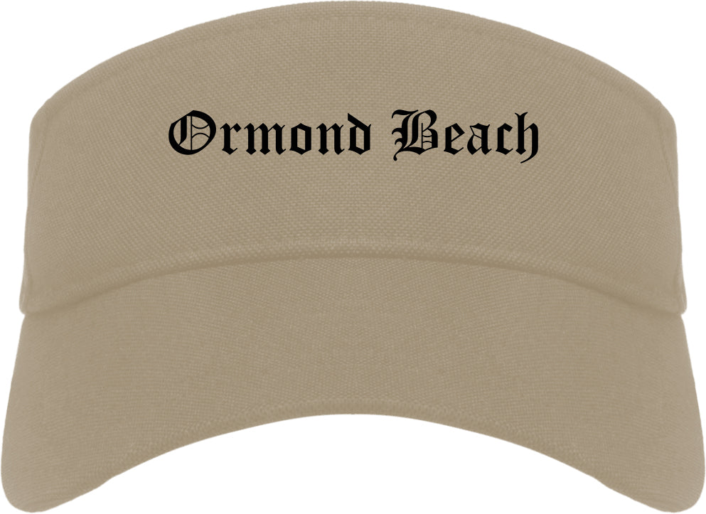 Ormond Beach Florida FL Old English Mens Visor Cap Hat Khaki
