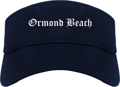 Ormond Beach Florida FL Old English Mens Visor Cap Hat Navy Blue