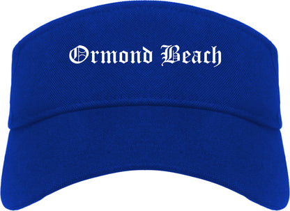 Ormond Beach Florida FL Old English Mens Visor Cap Hat Royal Blue