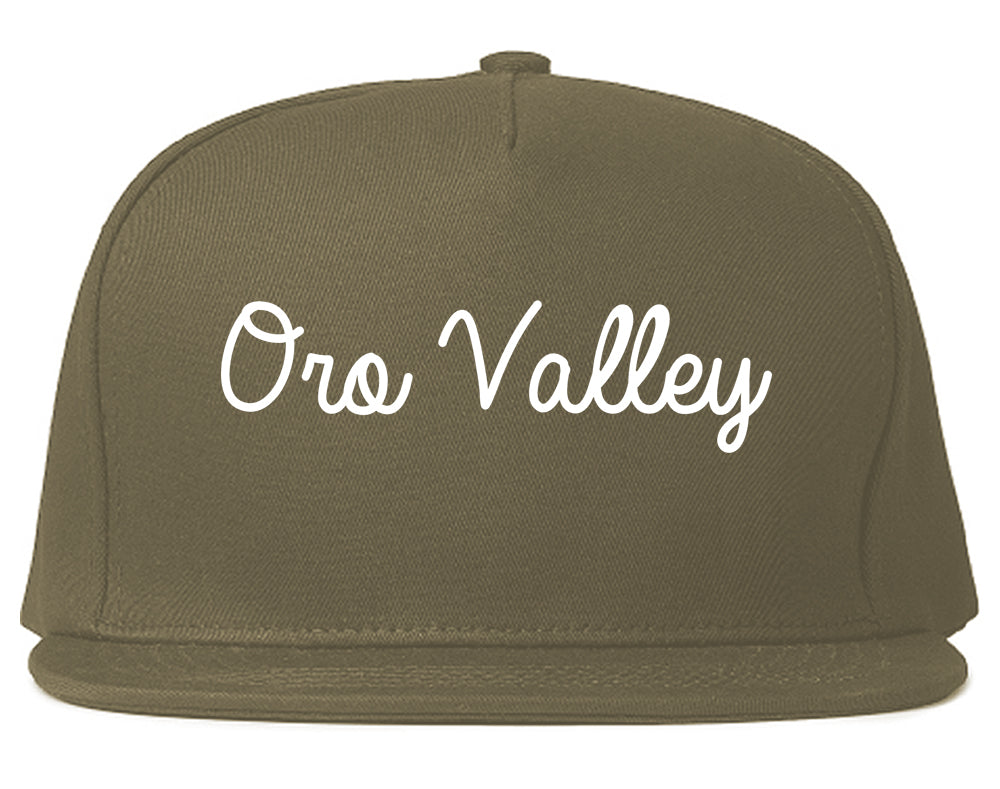 Oro Valley Arizona AZ Script Mens Snapback Hat Grey