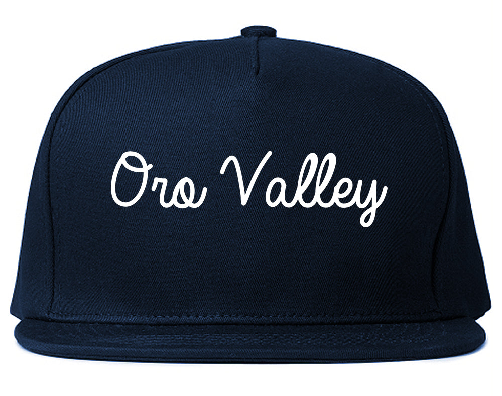 Oro Valley Arizona AZ Script Mens Snapback Hat Navy Blue