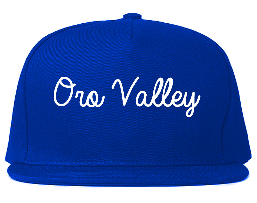 Oro Valley Arizona AZ Script Mens Snapback Hat Royal Blue