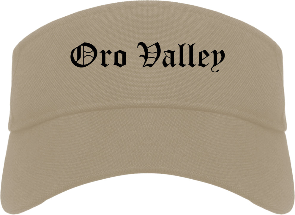 Oro Valley Arizona AZ Old English Mens Visor Cap Hat Khaki