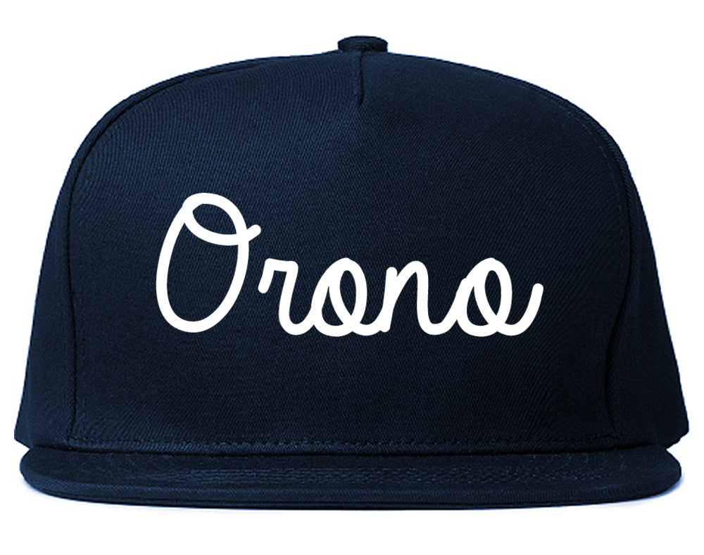 Orono Minnesota MN Script Mens Snapback Hat Navy Blue