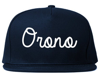 Orono Minnesota MN Script Mens Snapback Hat Navy Blue