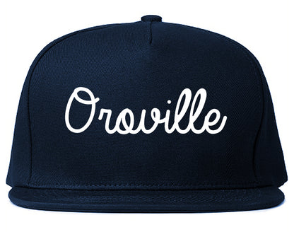 Oroville California CA Script Mens Snapback Hat Navy Blue