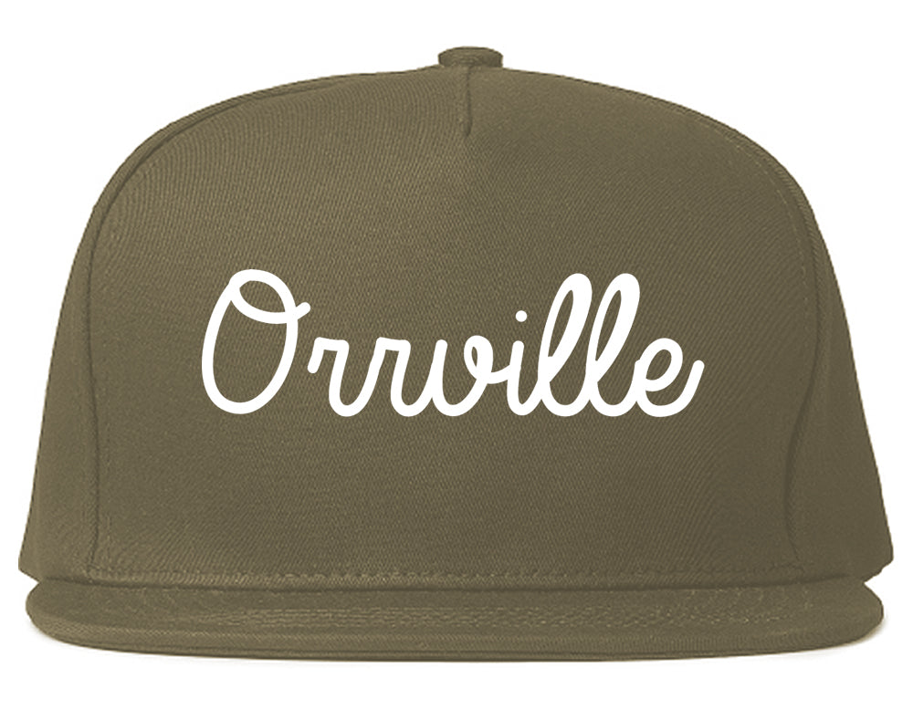 Orrville Ohio OH Script Mens Snapback Hat Grey