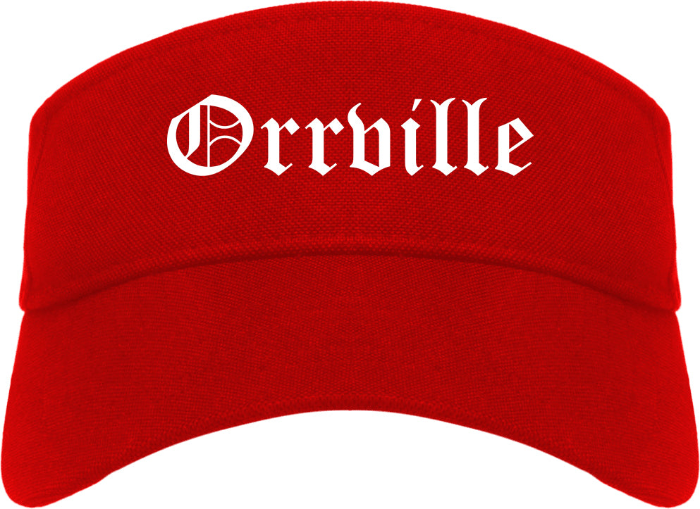 Orrville Ohio OH Old English Mens Visor Cap Hat Red