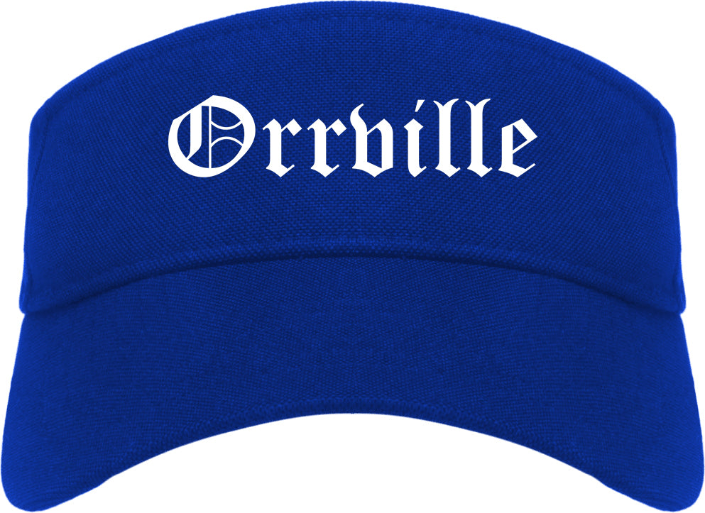 Orrville Ohio OH Old English Mens Visor Cap Hat Royal Blue