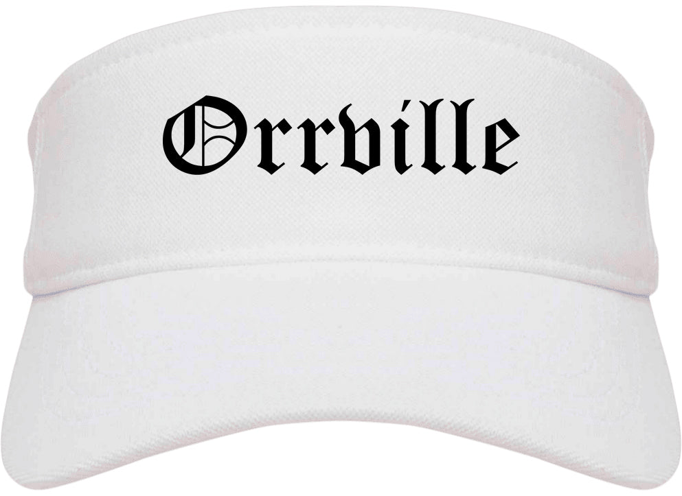 Orrville Ohio OH Old English Mens Visor Cap Hat White
