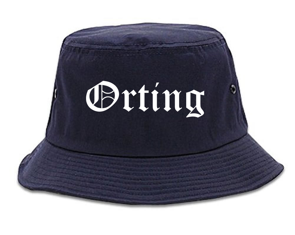 Orting Washington WA Old English Mens Bucket Hat Navy Blue