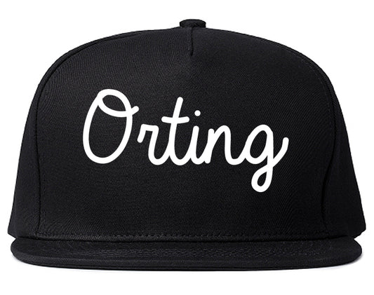 Orting Washington WA Script Mens Snapback Hat Black