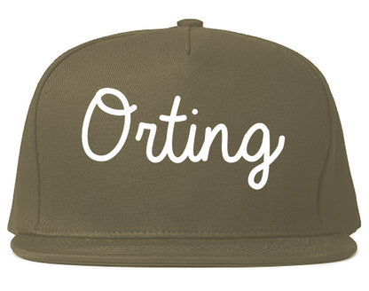 Orting Washington WA Script Mens Snapback Hat Grey