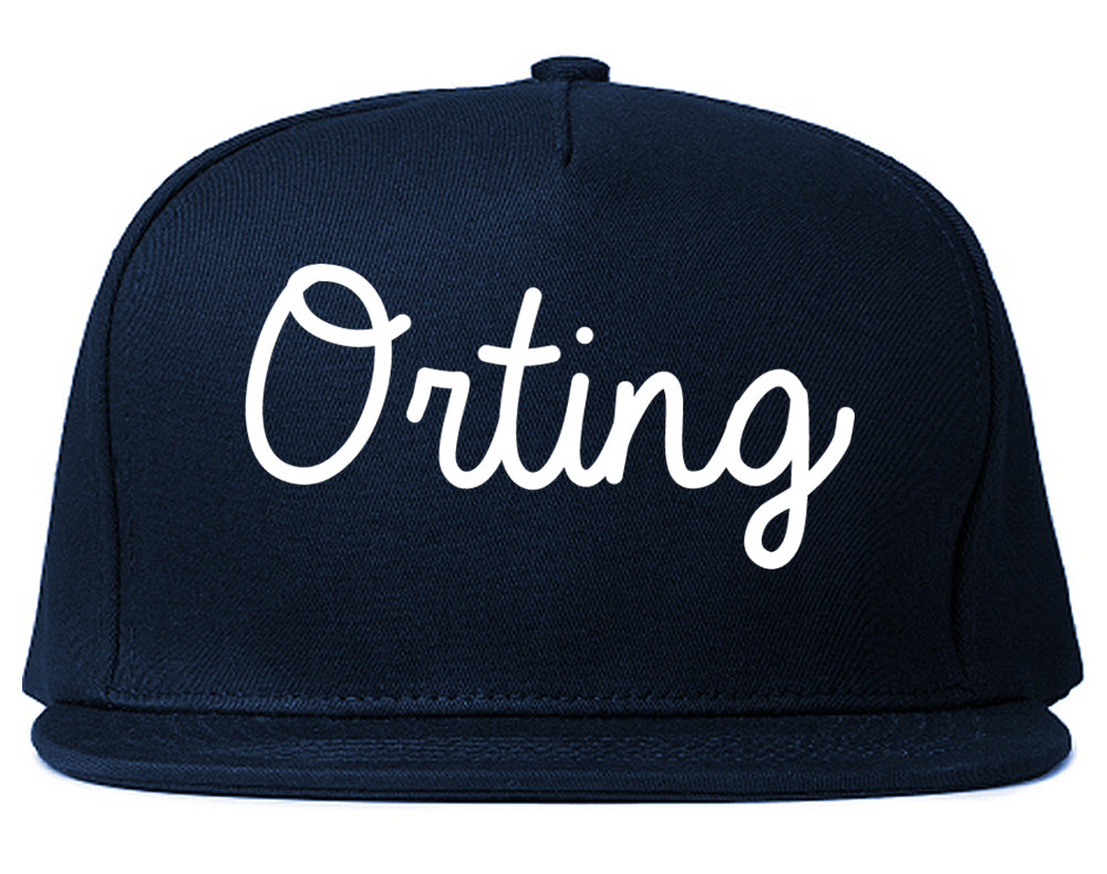 Orting Washington WA Script Mens Snapback Hat Navy Blue