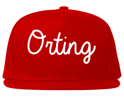 Orting Washington WA Script Mens Snapback Hat Red