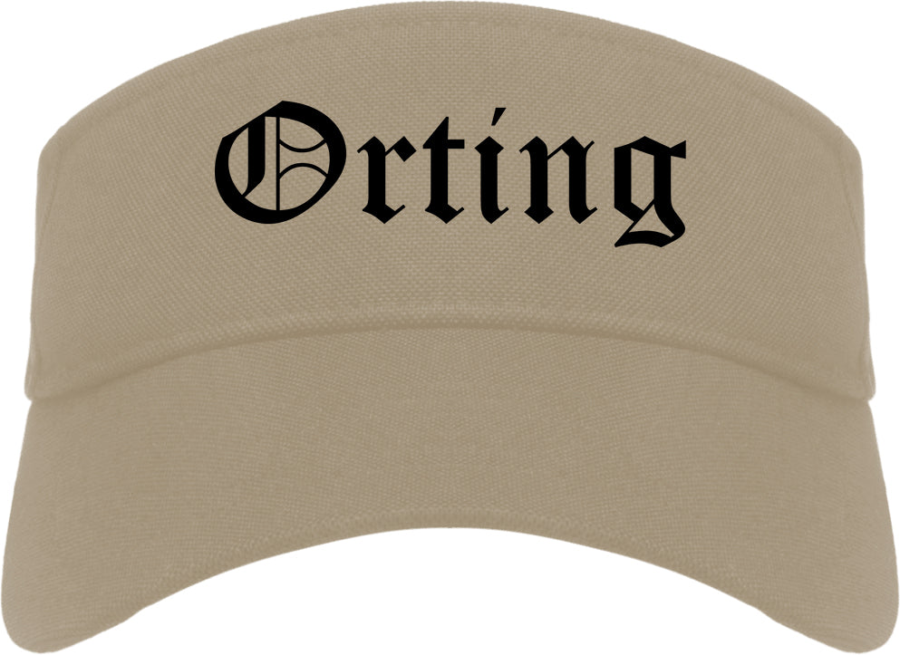 Orting Washington WA Old English Mens Visor Cap Hat Khaki