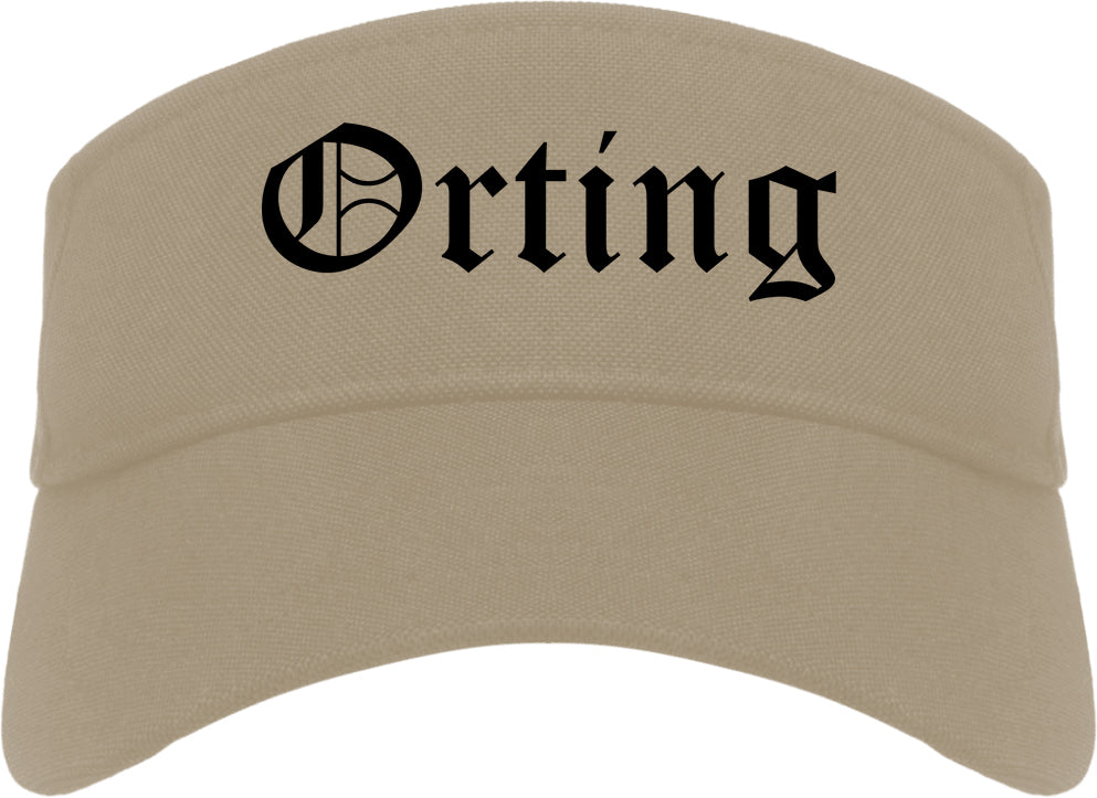 Orting Washington WA Old English Mens Visor Cap Hat Khaki