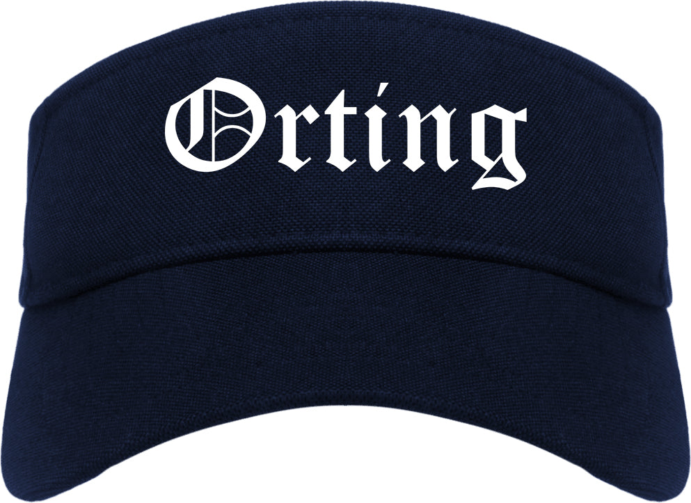 Orting Washington WA Old English Mens Visor Cap Hat Navy Blue