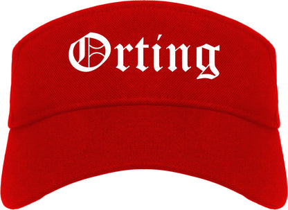 Orting Washington WA Old English Mens Visor Cap Hat Red