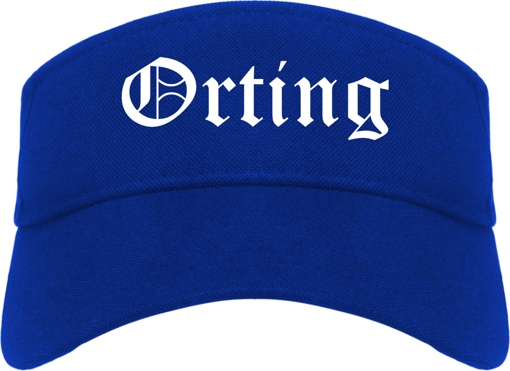 Orting Washington WA Old English Mens Visor Cap Hat Royal Blue