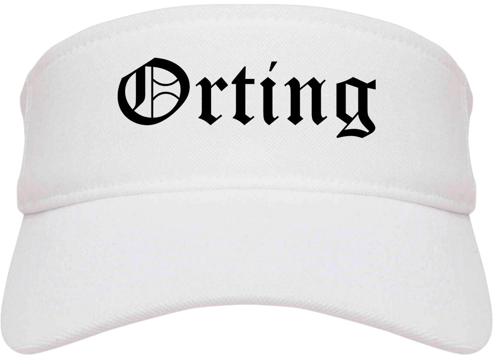 Orting Washington WA Old English Mens Visor Cap Hat White