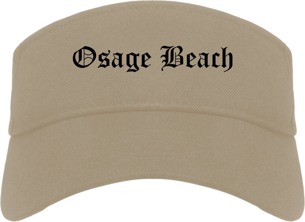 Osage Beach Missouri MO Old English Mens Visor Cap Hat Khaki
