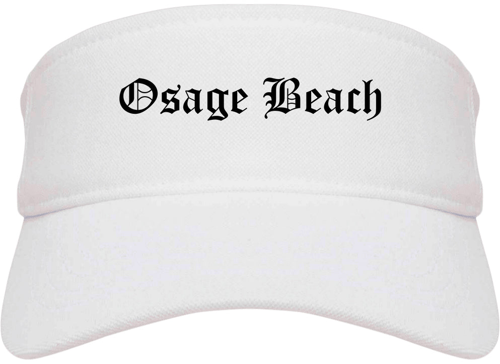 Osage Beach Missouri MO Old English Mens Visor Cap Hat White