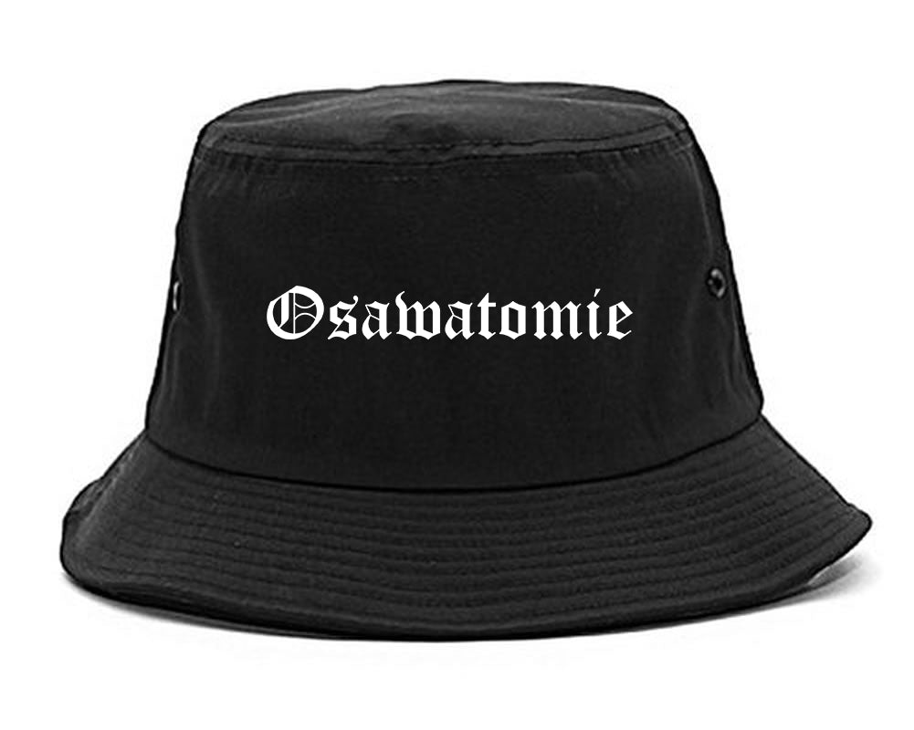 Osawatomie Kansas KS Old English Mens Bucket Hat Black