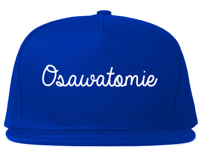 Osawatomie Kansas KS Script Mens Snapback Hat Royal Blue