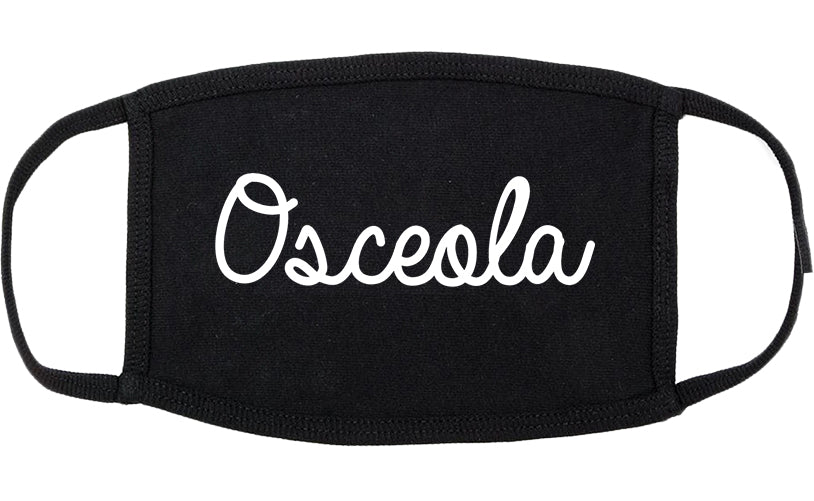 Osceola Arkansas AR Script Cotton Face Mask Black