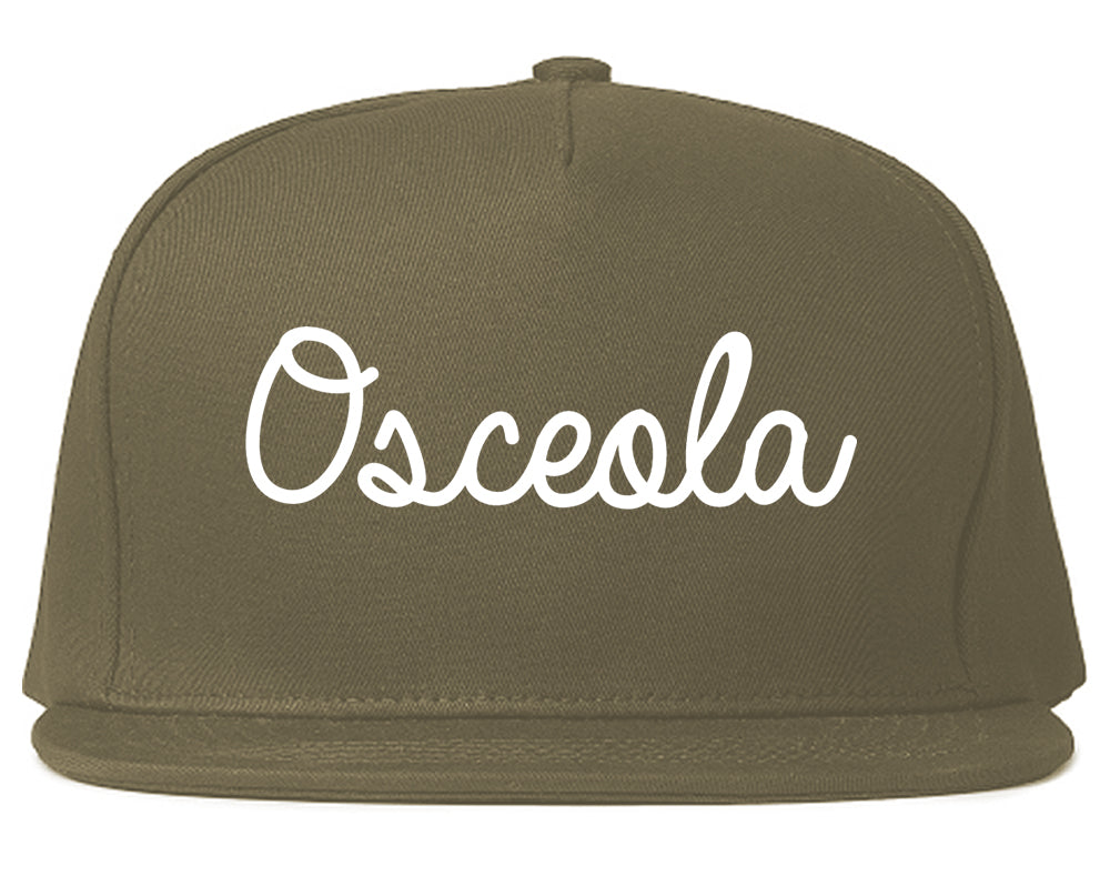 Osceola Arkansas AR Script Mens Snapback Hat Grey