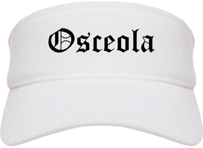 Osceola Arkansas AR Old English Mens Visor Cap Hat White