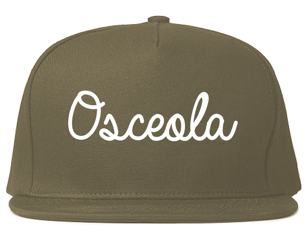 Osceola Iowa IA Script Mens Snapback Hat Grey