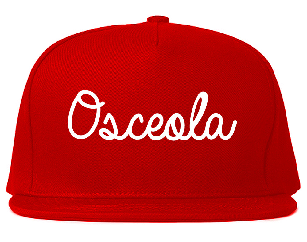 Osceola Iowa IA Script Mens Snapback Hat Red