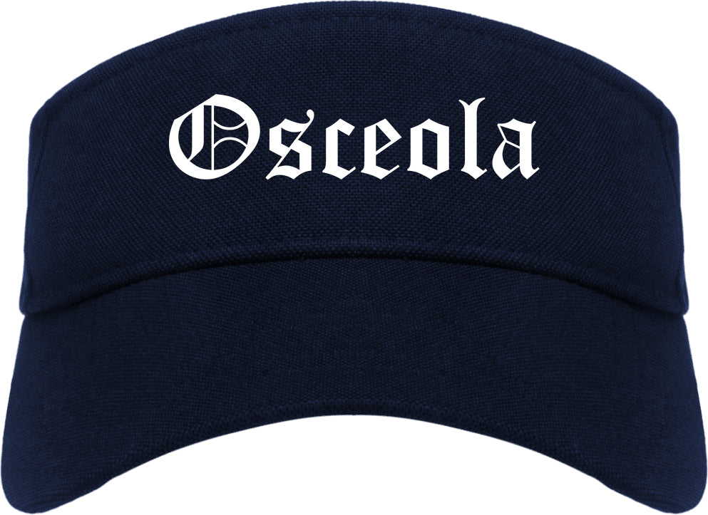 Osceola Iowa IA Old English Mens Visor Cap Hat Navy Blue