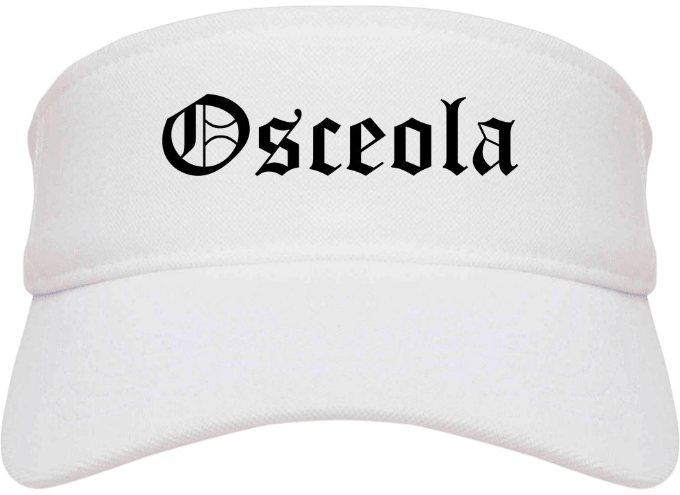 Osceola Iowa IA Old English Mens Visor Cap Hat White