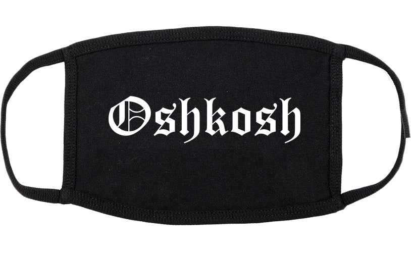 Oshkosh Wisconsin WI Old English Cotton Face Mask Black