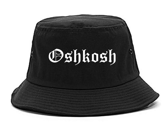 Oshkosh Wisconsin WI Old English Mens Bucket Hat Black