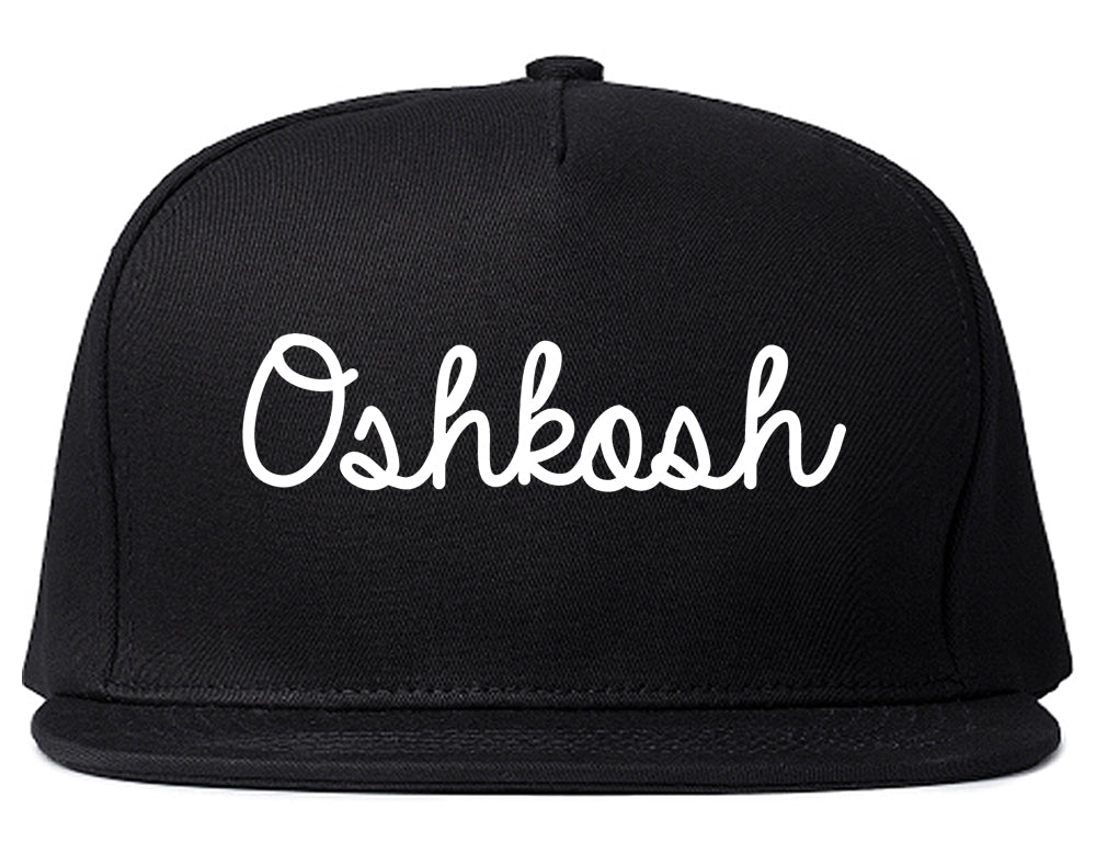 Oshkosh Wisconsin WI Script Mens Snapback Hat Black