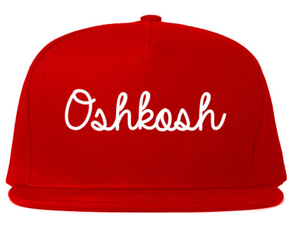 Oshkosh Wisconsin WI Script Mens Snapback Hat Red