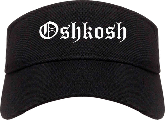 Oshkosh Wisconsin WI Old English Mens Visor Cap Hat Black