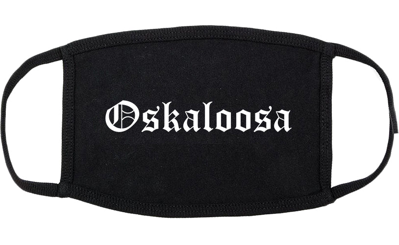 Oskaloosa Iowa IA Old English Cotton Face Mask Black
