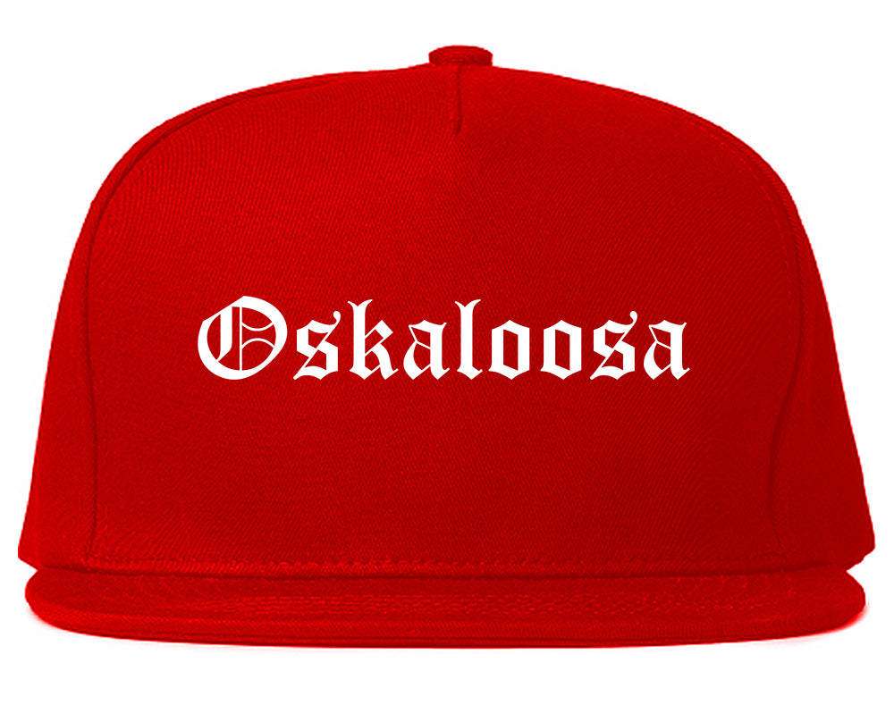Oskaloosa Iowa IA Old English Mens Snapback Hat Red
