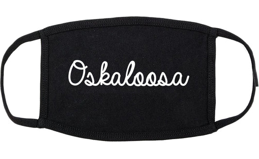 Oskaloosa Iowa IA Script Cotton Face Mask Black