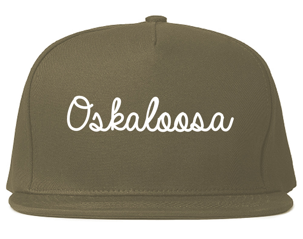 Oskaloosa Iowa IA Script Mens Snapback Hat Grey