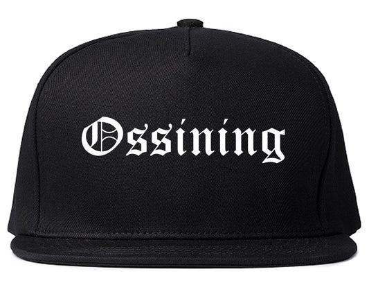 Ossining New York NY Old English Mens Snapback Hat Black